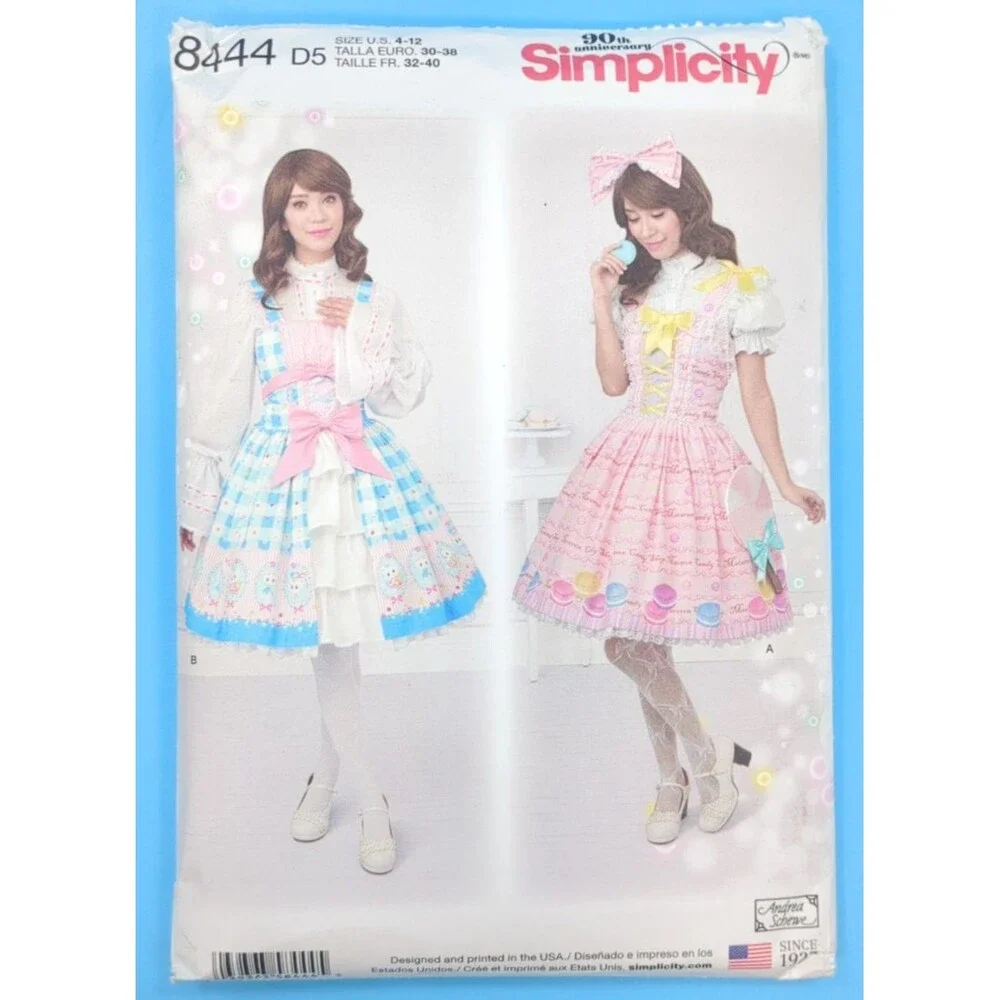 Simplicity 8444 Lolita Dress Sewing Pattern Andrea Schewe Womens 4-12